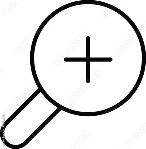 Art & Illustration, Zoom in plus symbol circle outline vector icon