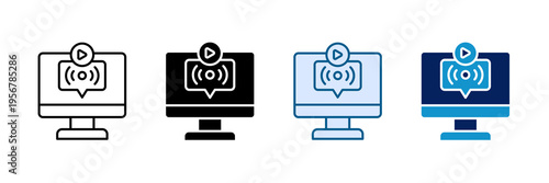 Live Stream Icon Set Multiple Style Collection