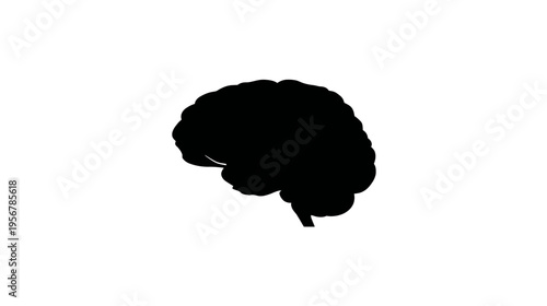 A black silhouette of a brain against a white background. It represents the organ of the mind