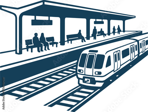 modern Train station icon silhouette