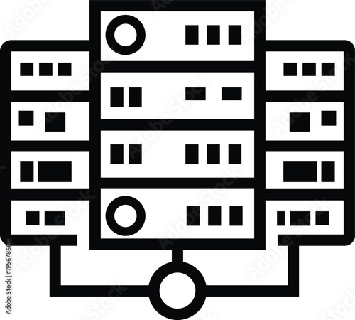Server network icon cloud computing and data communication infrastructure symbol