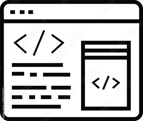 Web development icon coding and website creation concept symbol