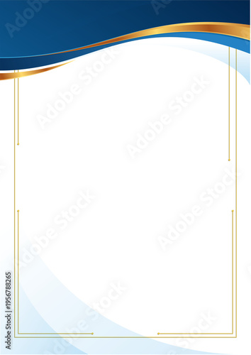 Elegant Blue and Gold Certificate background Border Design.
