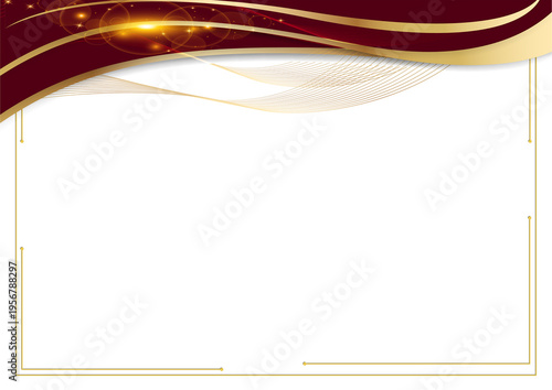 Photos Elegant Burgundy and Gold Certificate background Wavy Border with Blank White Space
