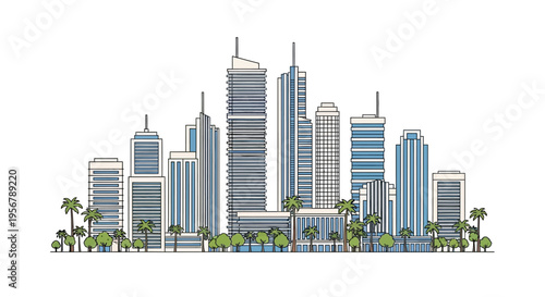 Modern city skyscrapers urban landscape architecture.