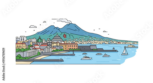 Mount Vesuvius Bay of Naples Italy.