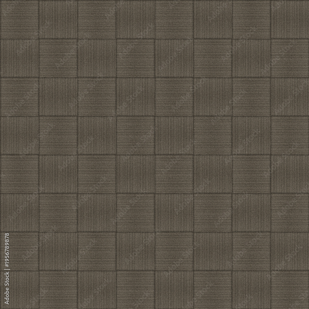 Fototapeta premium Seamless abstract basket weave texture with checkered fiber patterns in dark taupe