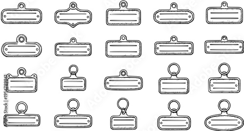 Vintage Metal Label Tags: Antique Style Signage Icons