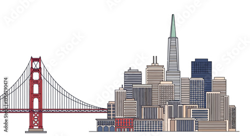 San Francisco City Skyline Illustration.