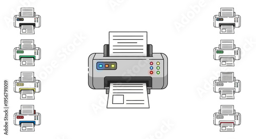 Inkjet printer with paper output tray.