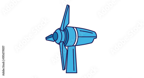 Blue turbine propeller industrial component.