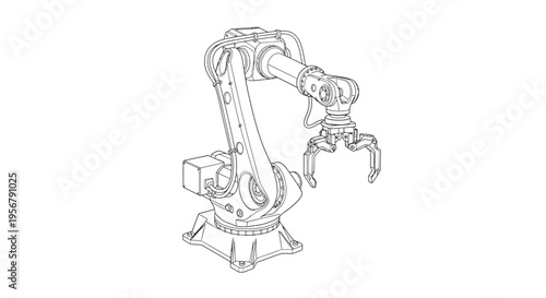 Industrial Robotic Arm Machine Illustration.
