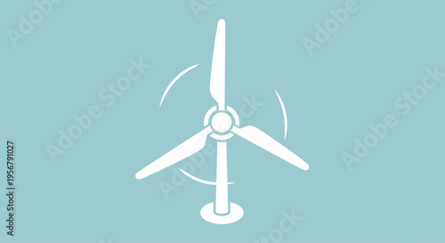 White Wind Turbine Illustration Renewable Energy.