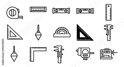Geometric Drawing Tools and Instruments Set.
