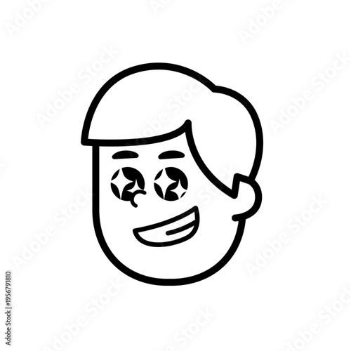 Business man face icon simple expression "Excited"