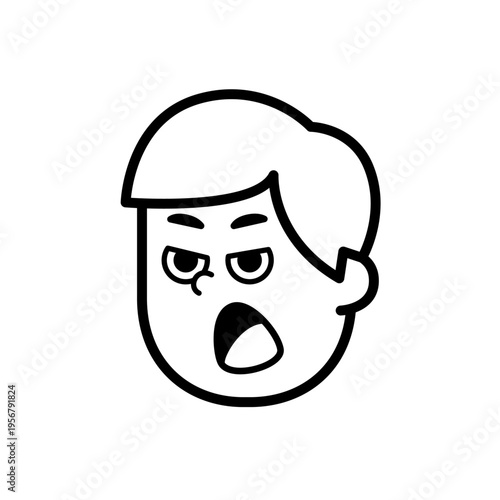 Business man face icon simple expression "Dissatisfied"