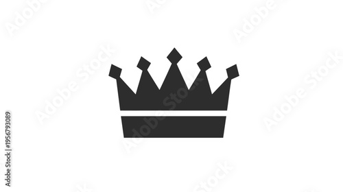 A simple, geometric illustration of a crown, featuring a dark silhouette against a white background