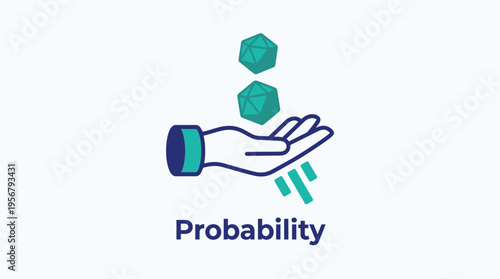 Vector graphic illustration of probability concept with a hand and polyhedrons