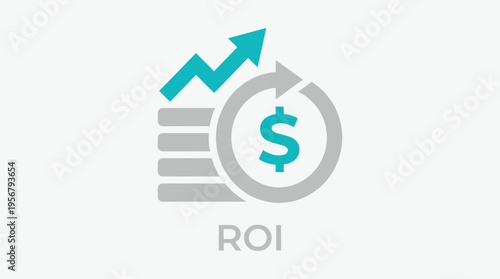 Return on investment concept with growing profit and dollar sign vector illustration