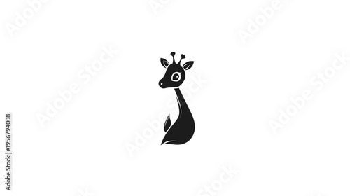 A simple, black graphic of a giraffe against a white background, minimal and clean
