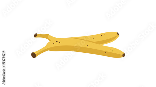 Two banana peels crossed over a flat surface