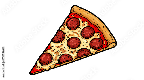 One slice of pepperoni pizza with melted cheese