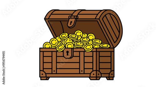 Open treasure chest filled with gold coins