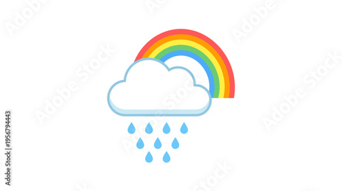 Cloud raining with a rainbow arc overhead