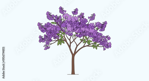Purple Flowering Tree with Green Leaves.