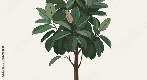 Tree with green leaves and trunk 3.