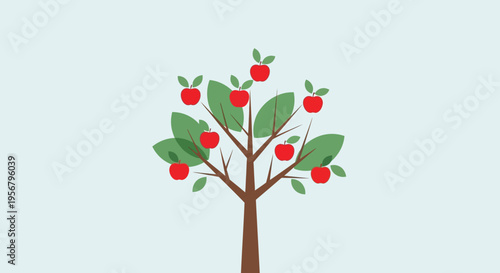 Tree with red apples and leaves 1.