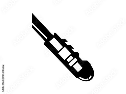 Black cutting knife icon in a simple flat silhouette style.