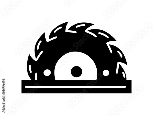 Black saw blade icon in a simple flat silhouette style.