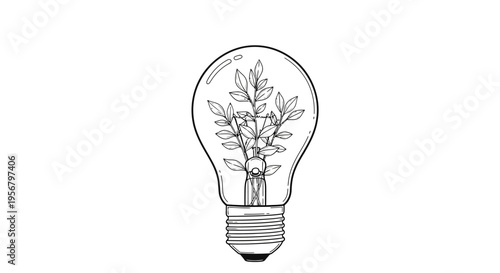 Eco-friendly light bulb with a growing plant inside, symbolizing green energy, sustainable innovation, and environmental care