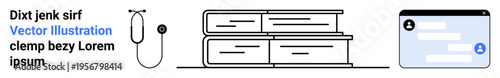 Online learning, medical consultation, digital communication, telehealth, e-learning, education platforms. Books, stethoscope and login form icon. Medical consultation and digital communication
