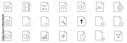 Legal documents icon set. Editable line icons. Vector illustration.