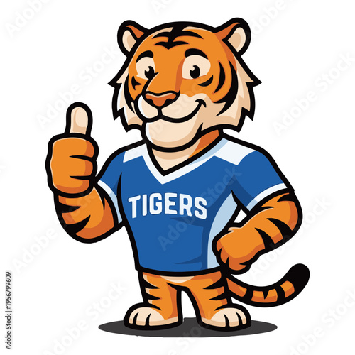 Tiger Mascot Character Giving Thumbs Up in Bold Vector Design