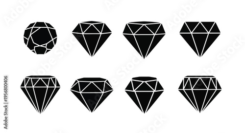 Black and white geometric diamond shapes arranged in two rows of four