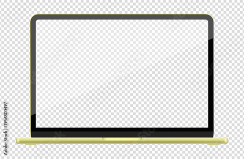 Detailed green notebook PC mockup. Front and rear view isolated on transparent background. Vector illustration