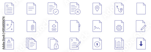Legal documents icon set. Editable line icons. Vector illustration