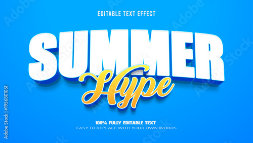 summer hype editable text effect 3d vector