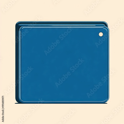 three stacked rounded blue cards with a small corner hole on a pale background, minimalist calm composition