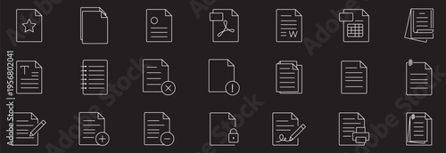Legal documents icon set. Editable line icons. Vector illustration.