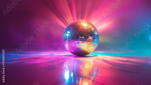 Colorful Disco Ball Reflecting Light in a Vibrant Dance Floor Scene