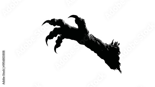 Spooky monster claw hand silhouette with sharp talons, a scary creepy creature limb for Halloween, horror, and fantasy designs.