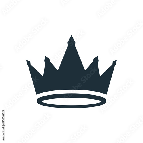 Royal Crown Silhouette Vector, Black King and Queen Tiara Icon for Luxury Branding, Minimalist Monarch Headpiece for Success and Leadership Symbol, Flat Imperial Design Isolated on White

