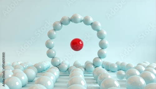 Red Ball Standing Out Among White Balls.
