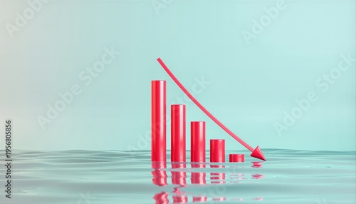 Red Bar Graph Showing Downward Trend.