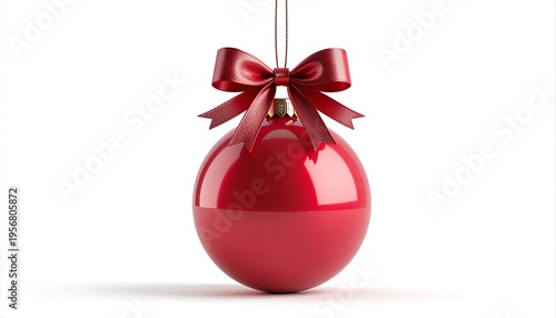 Red Christmas Ornament with Bow Decoration.