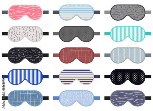 Collection of sleep masks with diverse patterns for better rest and relaxation.